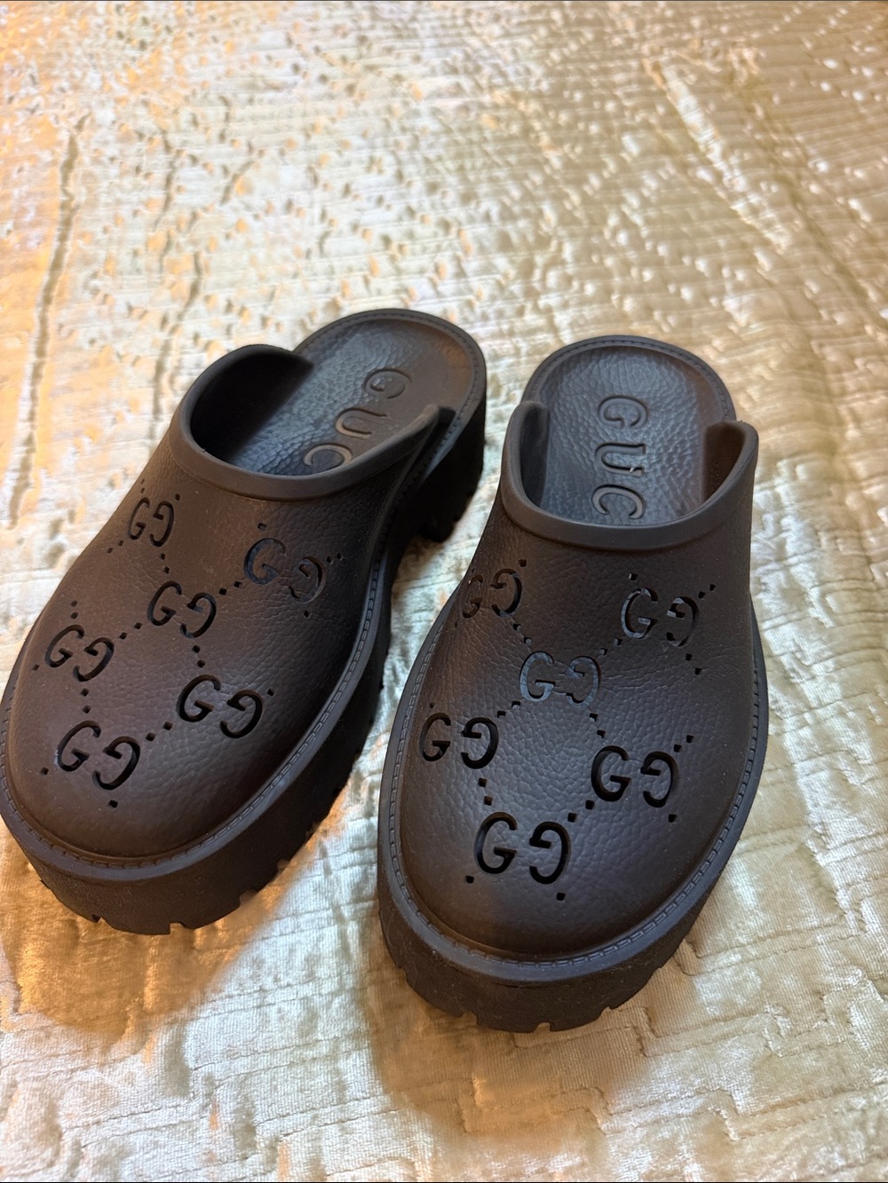 Gucci womens Black GG Perforated Clog